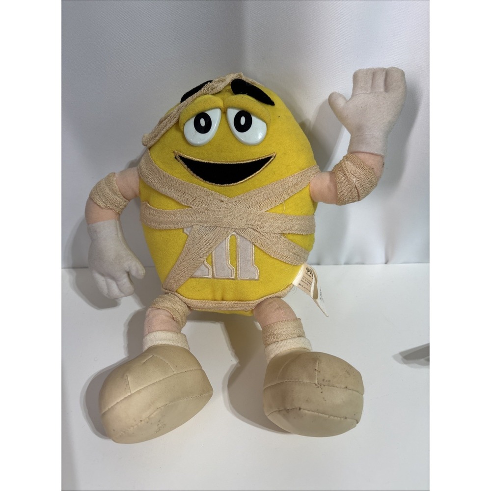 VTG M & M‎ Halloween Yellow Mummy Plush Stuffed Toy Collectible 12" Nanco 2003